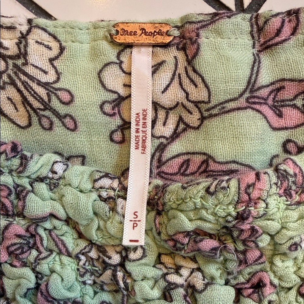 Free People Green Floral Ruffle Top - Picture 2 of 3